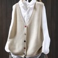 thumbnail image 5 of Sexlip Women V Neck Knit Vest Sleeveless Colorful Button Front Loose Fit Thick Knit Cardigan Waistcoat Casual Transitional Layering Outerwear Beige Free Size, 5 of 6