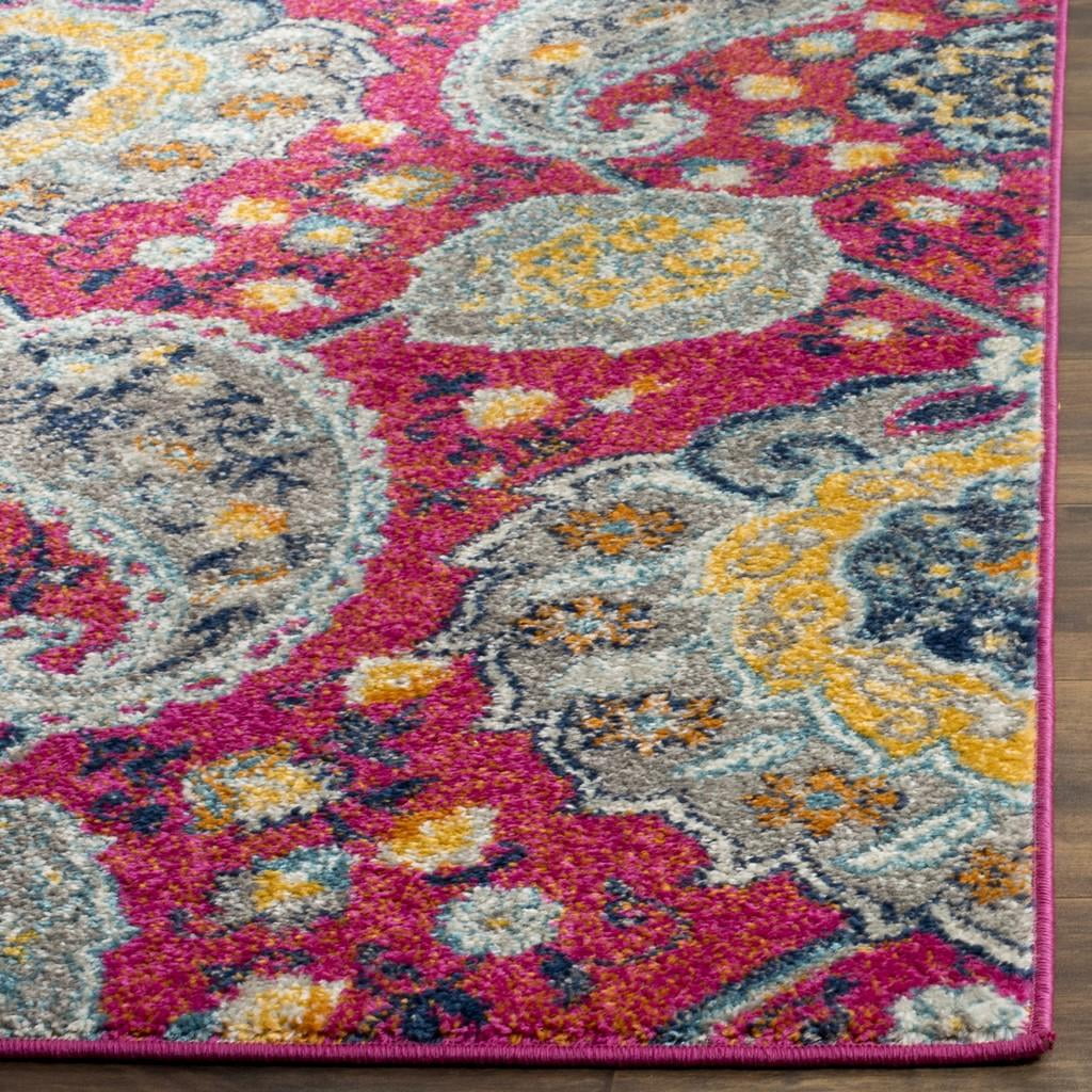 SAFAVIEH Madison Hope Floral Paisley Area Rug, Fuchsia/Gold, 4' x 4' Round