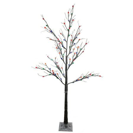 6' Pre-Lit LED Brown Artificial Christmas Tree- Multi-Colored