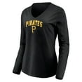 thumbnail image 2 of Women's Black Pittsburgh Pirates Cooperstown Collection Wahconah Long Sleeve V-Neck T-Shirt, 2 of 3
