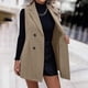 thumbnail image 1 of Chaqueta y abrigo informal sin mangas y sin capucha para mujer, de color liso, para otoño e invierno, con solapa, sin mangas, de lana texturizada, abrigo para mujer, 1 of 9