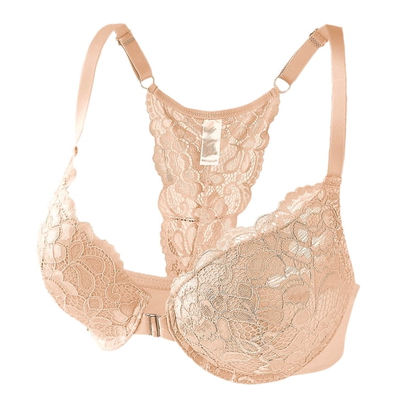 Wensltd Bras Women Lace Front Closure Bras Lightweight Breathable Support Comfortable Fit Push Up Bras