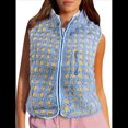 thumbnail image 1 of Chaleco de Cuadros para Mujer, Sin Mangas, de Forro , de Invierno, con Cuello Alto, Cremallera y Bolsillo en el Pecho. Azul XL, 1 of 9
