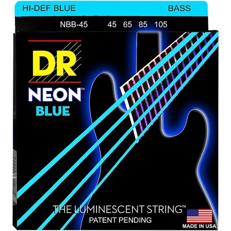 DR Strings Hi-Def NEON Blue Coated Medium 4-String (45-105) Bass Guitar (Best Coated Bass Strings)