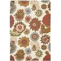 SAFAVIEH Blossom Mackenzie Floral Flowers Wool Area Rug, Ivory/Multi, 4' x 6'