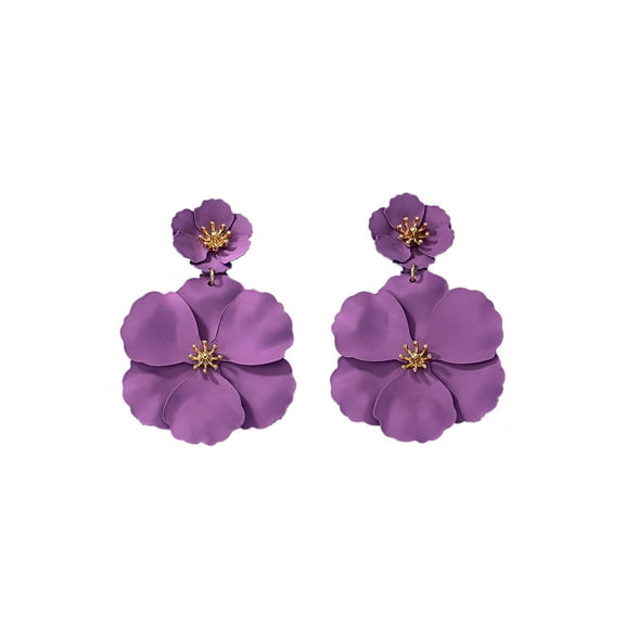 DESIGNICE Earrings,Bohemian Floral Aretes De Mujer,Comfortable Fit Elegant Design Earrings for Women,Purple
