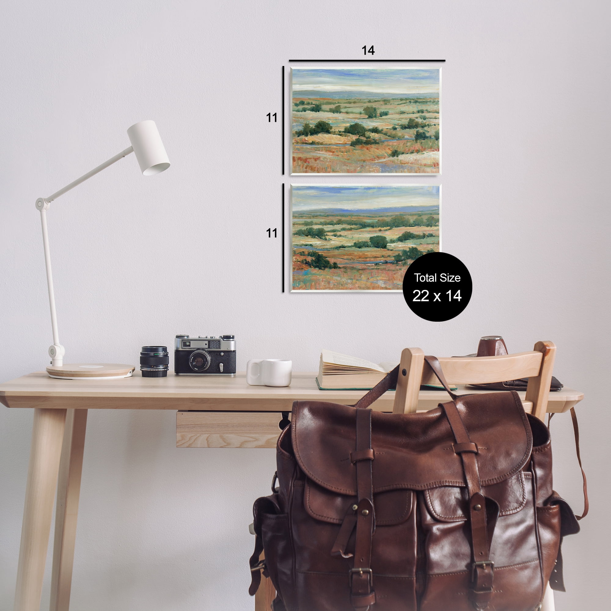 Stupell Industries Abstract Farm Field Landscape Landscape & Nature Painting Unframed Art Print Wall Art, 14 x 11, Set of 2