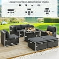 thumbnail image 6 of RADIATA 7 Pcs Outdoor Sofa Sets with Fire Pit Table Wicker, Dark Grey, 6 of 12
