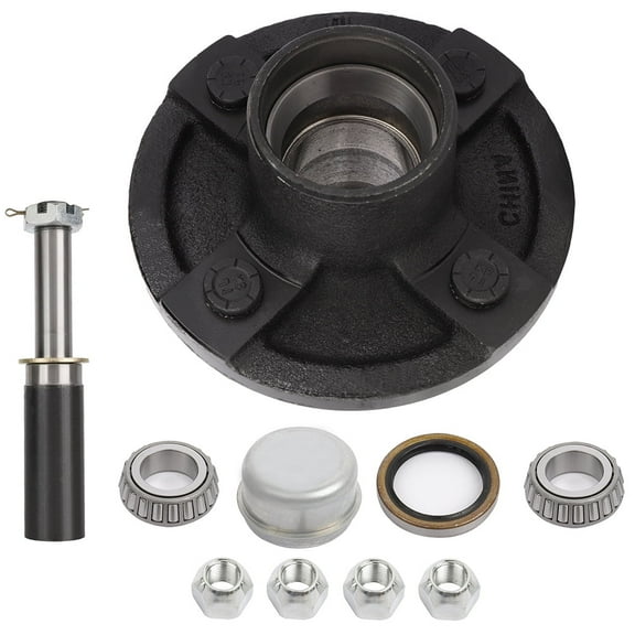 CCIYU Boat Trailer Hub Axle Kit 4 on 4 Bolt Circle Wheel Hub Kit 2000lb Axle 4 Bolt Lug Greased Bearings L44649 1-1/16 Idler Hubs