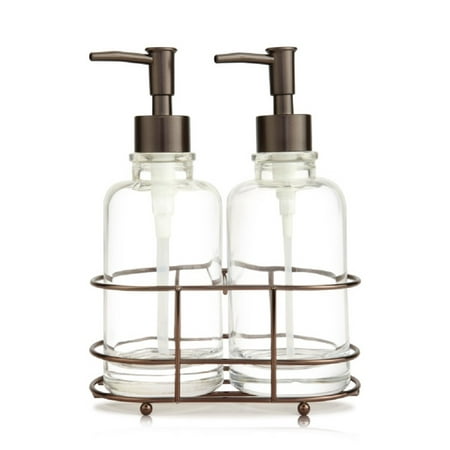Macbeth Collection Glass Lotion Dispenser Caddy, 2-Pack, Oil Rubbed Bronze