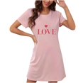thumbnail image 3 of Sakmal Love Womens Moomoo Nightgowns Valentines Lightweight Short Sleeve House Dress Heart Print Short Nightgowns for Women M, 3 of 4