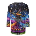thumbnail image 4 of Womens Tops Halloween 3/4 Length Sleeve Shirts Fashion Halloween Printed Plus Size Tunic Tops Blouses Fall Casual Round Neck Pullover Halloween Holiday Costume TShirt, 4 of 5