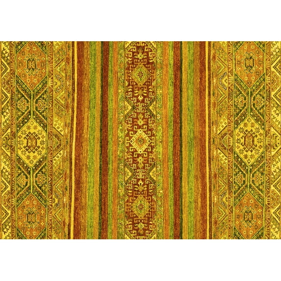 Ahgly Company Indoor Rectangle Abstract Yellow Modern Area Rugs, 6' x 9'