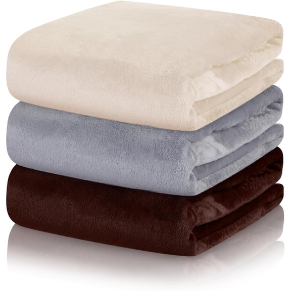 3 Pack Fleece Throw Blanket Size Soft Warm Plush Lightweight Fuzzy Couch & Bed Blanket Bulk for Valentine's Mother's Day Travel Camping(Mixed Color,60" X 80")