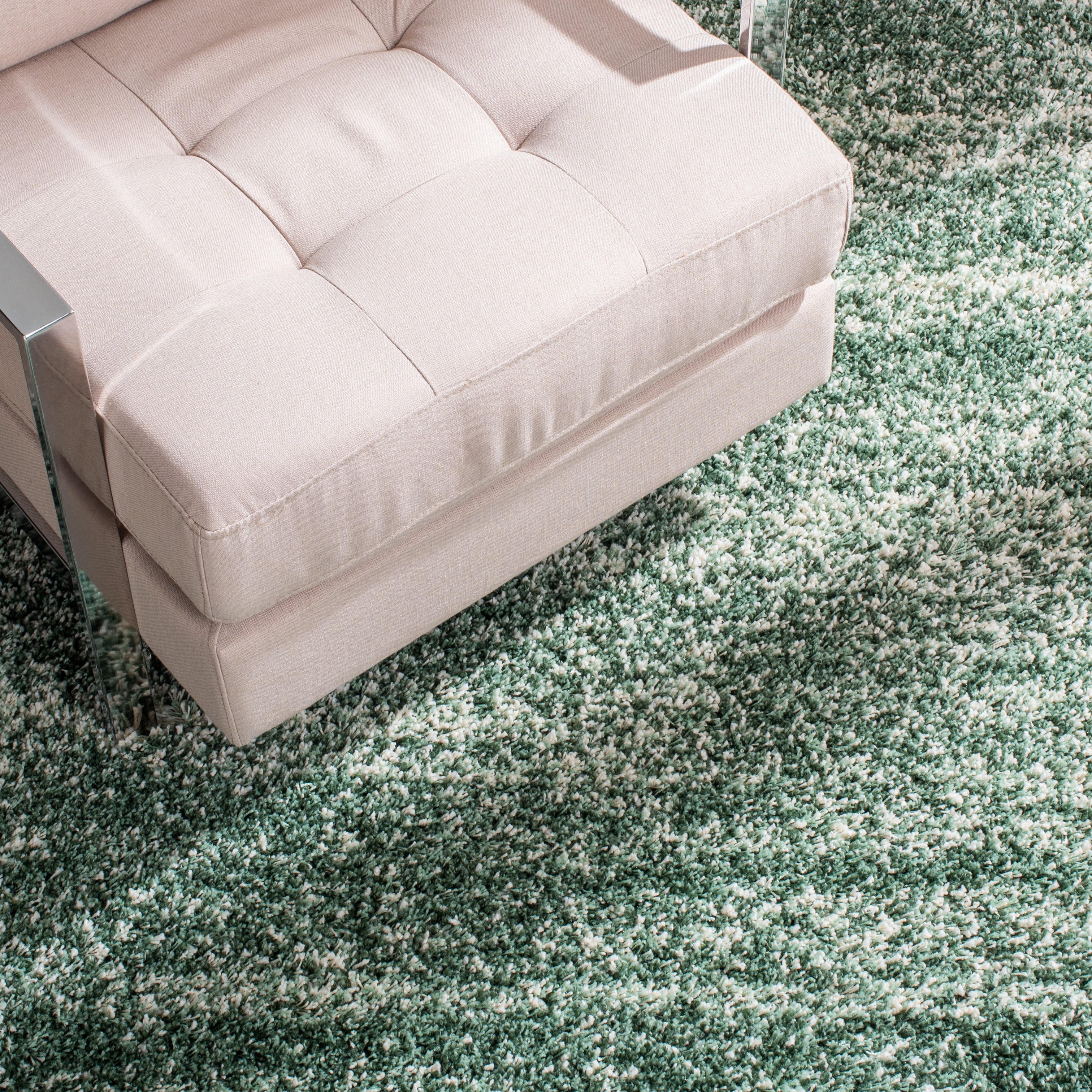 Safavieh Hudson Jaden Striped Shag Area Rug, Green/Ivory, 4' x 4' Square
