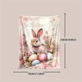 thumbnail image 4 of 1pc Easter Bunny Floral Eggs Print Flannel Blanket - Soft Warm Quilted Throw for Home Decor, Camping, Travel - Pastel Spring Design Holiday Gift for Family Friends, 4 of 9