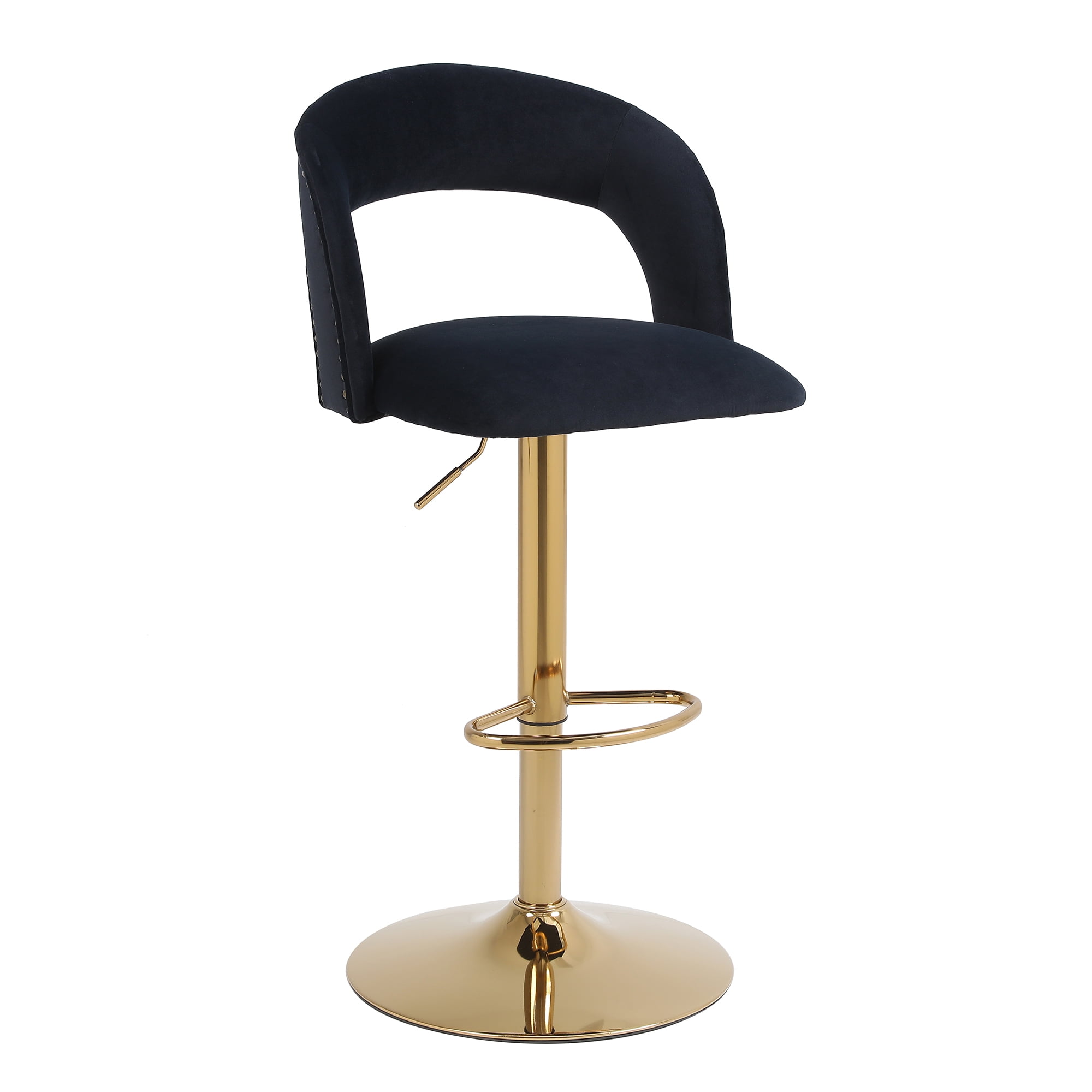 YYAo Swivel Bar Stools Chair Set of 2, Modern Adjustable Counter Height Bar Stools, Velvet Upholstered Stool with Back& Footrest for Kitchen, Black YYAo Swivel Bar Stools Chair Set of 2, Modern Adjustable Counter Height Bar Stools, Velvet Upholstered Stool with Back& Footrest for Kitchen, Black