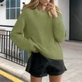 thumbnail image 6 of Women's Solid Color Pullover Sweater, Soft Wool Blend Knit Top with Classic Crewneck, Comfortable Long Sleeve Casual Sweater for Women, Versatile Layering Piece for Spring and Autumn Light Green XL, 6 of 10