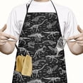 thumbnail image 2 of Black White Dinosaurs Skeletons Pattern Apron-Garden Aprons for Women with Pockets-Cotton Linen Waterproof Kitchen Cooking Gardening Aprons Adjustable for Kitchen,Cooking,BBQ and Salon 33x27 Inch, 2 of 7