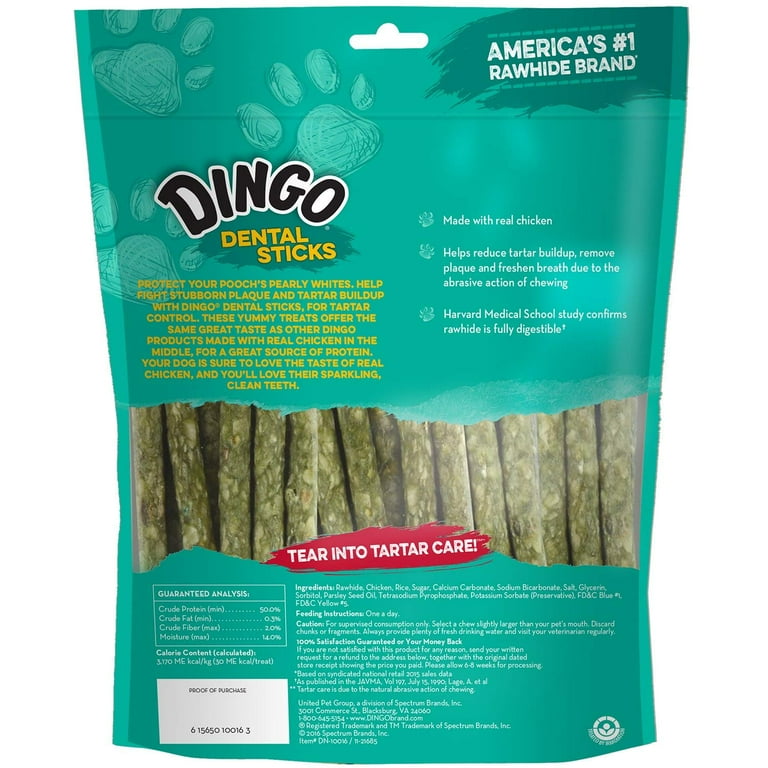 Dingo Dental Sticks Dog Chews Real Chicken 30 Count Teeth Cleaning Action Walmart