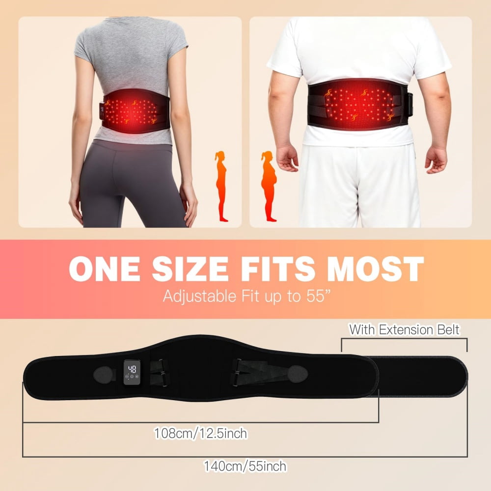 iKeener Cordless Heating Pad with Massage - 3 Heat & 3 Massage Modes, 2000mAh Rechargeable Battery, Adjustable 55" Back Warmer for Women & Men