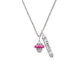 thumbnail image 2 of Delight Jewelry Silvertone Crystal Hot Pink Spinner Silvertone Family Bar Charm Necklace, 23", 2 of 4