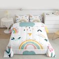 thumbnail image 2 of Homewish Cartoon Rainbow 3 Pieces Queen Comforter Set For Kids Boys Girls,Kawaii Flower Ultra Soft Bedding Sets,Dreamy Princess Bedding Comforter Set,Microfiber Bedroom Decor,Reversible, 2 of 8