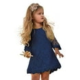 thumbnail image 2 of Flower Girl Robe, Robe en Dentelle Manches 3/4 (4T, Bleu), 2 of 4