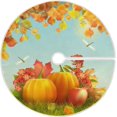 thumbnail image 1 of Autumn Thanksgiving Day Pumpkins Christmas Tree Skirt Fall Flowers Maple Leaves 48 Inches Xmas Tree Skirts Floor Door Mat Rug Decorations for Holiday Party Indoor Outdoor Home Office Ornaments, 1 of 6