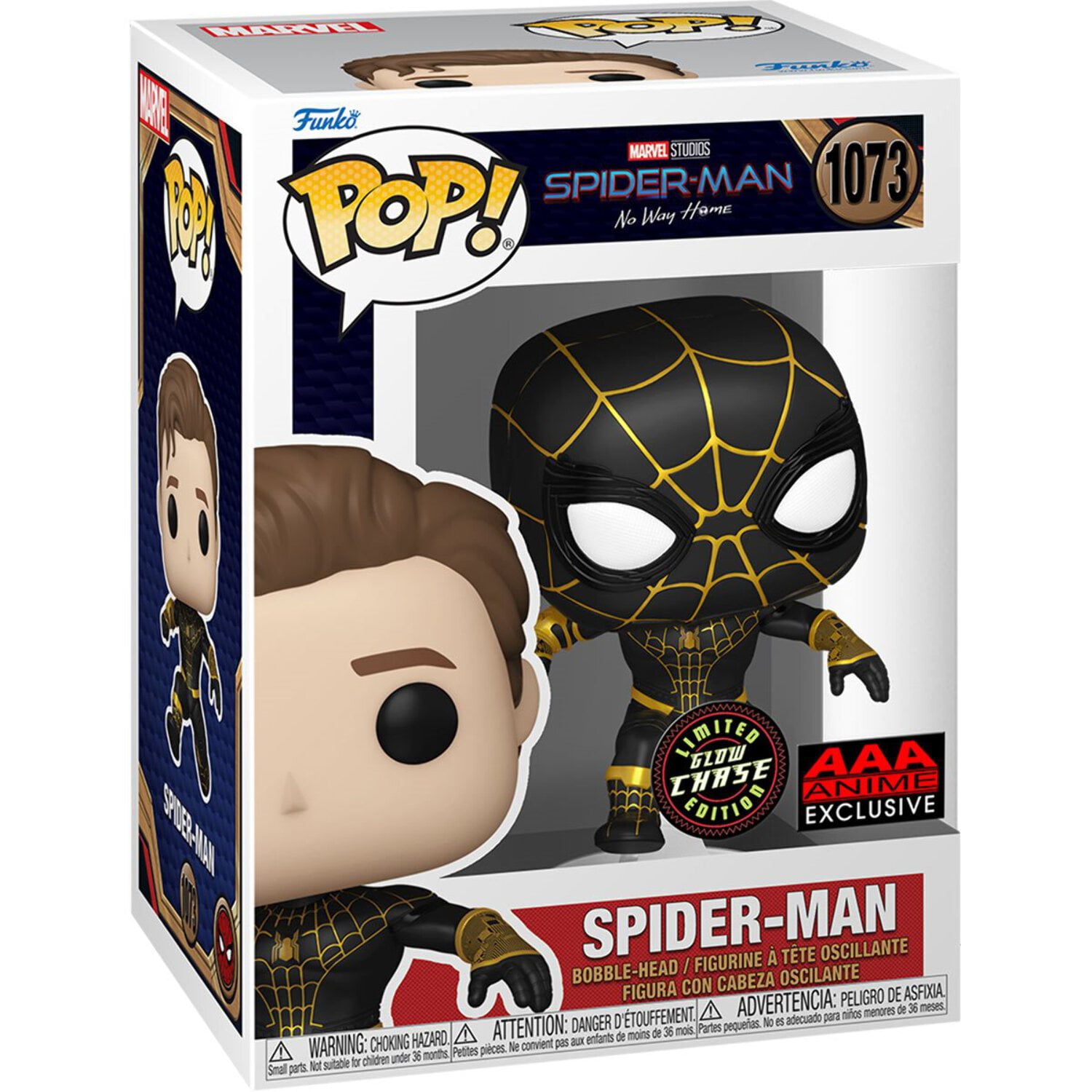 AAA Anime Exclusive Spider-Man NWH Unmasked Black Suit Pop