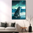thumbnail image 5 of Siberian Husky Christmas Canvas Wall Art Cute Dog Sitting Winter Night Snow Picture Prints Painting Vintage Artwork for Home Decor Frame, 5 of 6