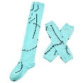 thumbnail image 5 of Xfvqtps Womens Thigh High Socks Fingerless Gloves Set Decoration Comfort Cotton over the Knee Boot Socks with Long Arm Warmers Mitten and Long Socks Suit Sky Blue, 5 of 5