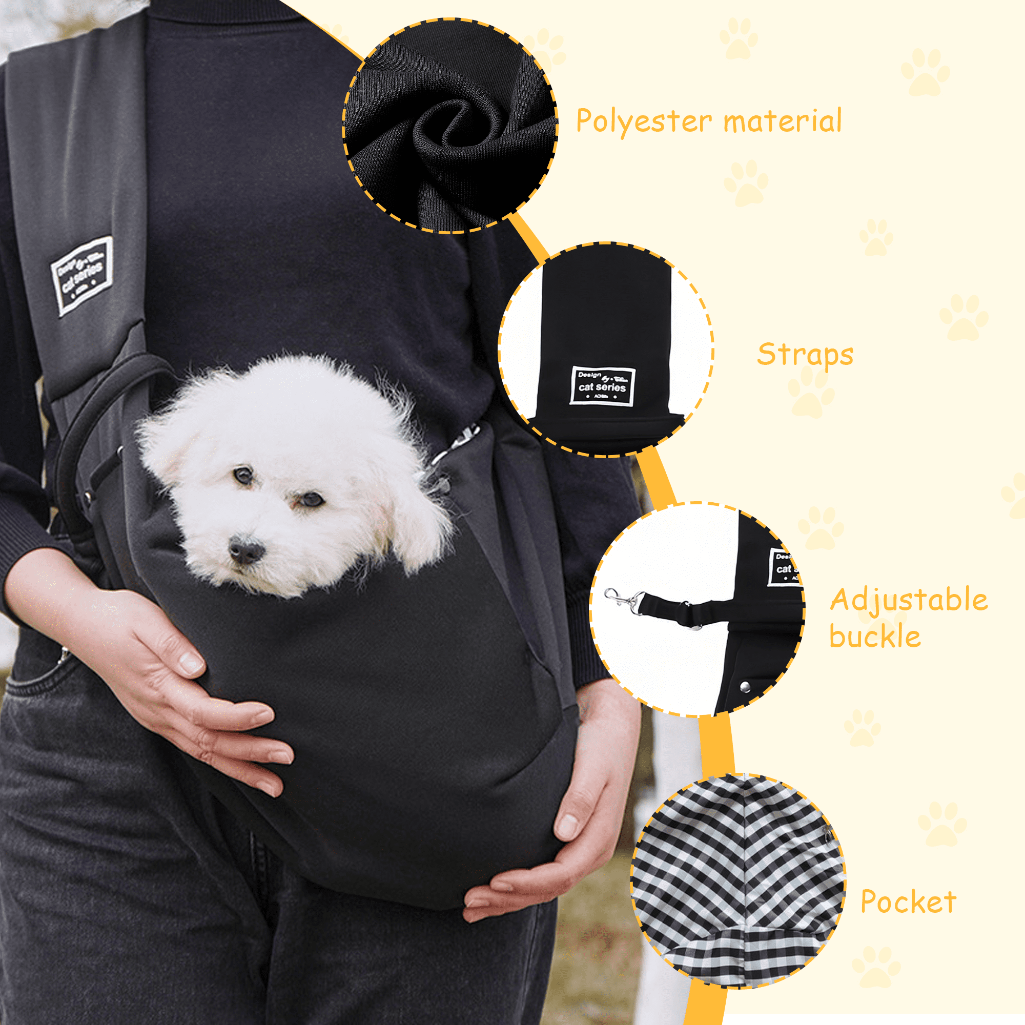 Maoww Portable Pet Bag With Fine Stitching Tear-resistant And Bite-proof Pet Carrier Bag Carrier Cat Bag Black