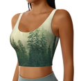 thumbnail image 2 of Fotbe Fog Forest Pattern Womens' Sports Bra Longline Wirefree Padded with Medium Support Sports Moisture-Wicking Workou Vest,Tank Top-, 2 of 7