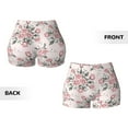 thumbnail image 5 of Vsdgher Rose Flowers print Workout Shorts for Women Seamless Soft Smooth Gym Yoga Scrunch Active Exercise Fitness Shorts, 5 of 8