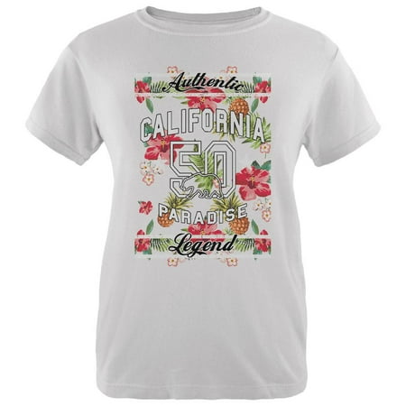 Floral Paradise Found California Womens Organic T Shirt White SM