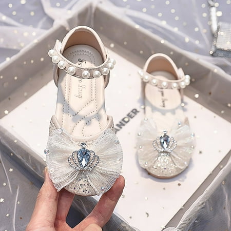 

8QIDA Sandals Girls Size 1 Girls Pearl Leather Sandals 30