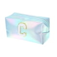 thumbnail image 1 of 1 Pc Bolsa Cosmética de Letras C para Mujeres, Duradera, para Vacaciones y Actividades al Aire Libre, Azul de Cuero PU, 1 of 3
