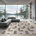thumbnail image 2 of ODIKA 8'x10' Beige Brown Interlocking Chain Washable Area Rug Modern Mid Century Repeating Motif Contemporary for Living Room, Under Sectional, Family , Durable, Non-Slip, 2 of 7