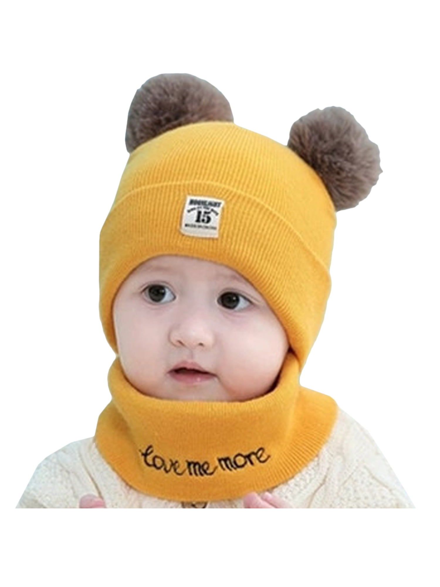 Scarf+Gloves 3 Pieces Set Plush Winter Kids Hats Earflap Children Mittens Girls Boys Winter Warm Hat Hoodie Beanie Cap