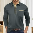 thumbnail image 2 of Men Casual Polo Shirts Men's Slim Fit Long Sleeve Shirt Stylish Contrast Collar Casual Button Down Shirt With Chest Pocket For Fall Winter Tops Mens Shirts, 2 of 7