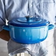 thumbnail image 6 of Merten & Storck 5.3QT Dutch Oven with Lid, Lightweight Enameled Iron, Oven Safe, Metal Utensil Safe, Blue, 6 of 10