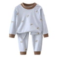 thumbnail image 3 of Toddler Girls Pajama Sets - Snug Fit Long Sleeve Shirring Sleepwear, Soft Breathable Kids Pjs,6-12 Months 12-24 Months 2t 3t 4t 5t 6t 7t 8t 9t Children(Brown,6-12 Months), 3 of 7