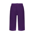 thumbnail image 4 of Jxximdong Pants for Women Womens Casual Loose Elastic Waist Cotton Trouser Cropped Wide Leg Pants Purple XXXXXL Trousers, 4 of 4