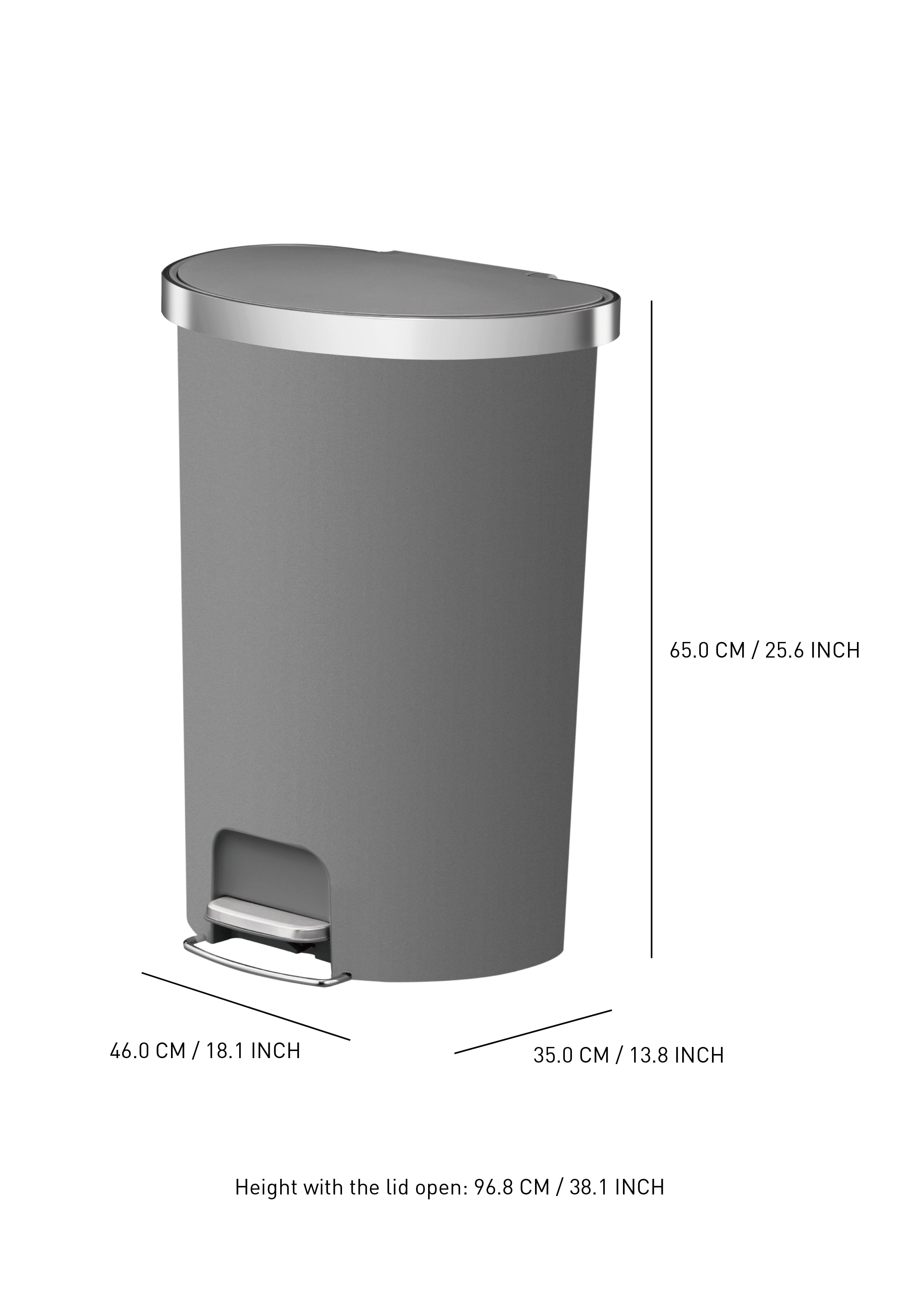 Better Homes & Gardens 14.5 Gallon Trash Can Stainless Steel Semi