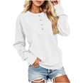 thumbnail image 6 of ZHYou Womens Long Sleeve Sweatshirts Henley Half Button Collared Loose Fit Drop Shoulder Casual Pullover Tops,White,Size M, 6 of 7