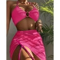 thumbnail image 4 of Sngxgn Women's Swimsuit Cut Out Straps Ribbed Swimwear Bathing Suits(Hot Pink,S), 4 of 4