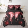 thumbnail image 2 of Homewish Romantic Butterfly Animal Bedding Comforter Set 7pcs, Red Sequin Print King Bedding Sets, Couple Anniversary Reversible Bed Sheets, Ultra Soft Bedroom Decor, 2 of 7