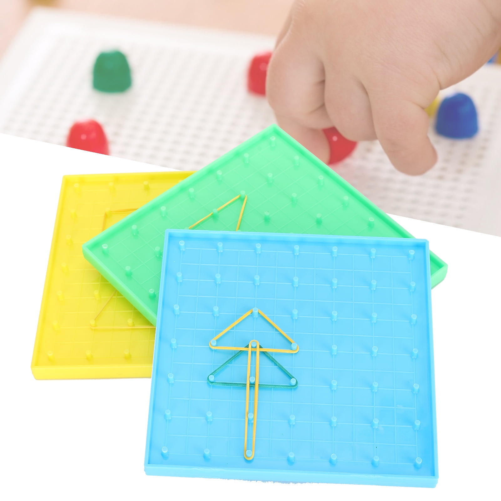 OTVIAP Pegboard With Rubber Band, Pegboard,3Pcs Nail Board Toy Color Pegboard With Rubber Band Children Early Educational Puzzle Aids