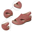 thumbnail image 5 of Women Hollow Out Breathable Sandals rthopedic Wedge Sandal Dressy Flat Open Toe Slingback Platform Espadrilles Sandals Casual Strappy Slip on Sandal Beach Anti-Slip Shoes, 5 of 9